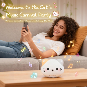 Lámpara Nocturna de Silicona Blanca con Forma de Gato, Lámpara Nocturna Táctil Recargable por USB-C, Altavoz Inalámbrico, Regalos para Niñas y Niños - Product Image 4