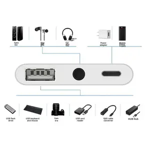 محول USB-C 3 في 1 بالجملة مع منفذ USB 3.0 ومقبس صوت AUX وشحن سريع للهواتف الأندرويد للطلبات بالجملة - Product Image 4