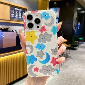 2023 nuova custodia per telefono personalizzata TPU PC in bianco e nero stelle e nuvole flash custodia per telefono per <span class=keywords><strong>iPhone</strong></span> 15 pro max - Product Image 3