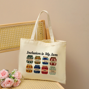 1ชิ้นรวมเป็นกระเป๋าผ้าแคนวาสลายแยมของฉันกระเป๋าสะพายไหล่สำหรับช้อปปิ้งแบบใช้ซ้ำได้ของผู้หญิงวินเทจ - Product Image 1