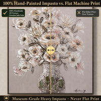 Cadre personnalisé, grande taille, peinture acrylique faite à la main, toile incrustée de pierres naturelles, vase et fleurs, peinture murale blanche et rouge