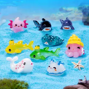 Yiwu insheen ofício lindo bonito 3d artificial resina cabochão mar animal miniaturas