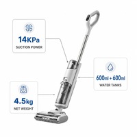 Aspirateur intelligent sans fil pour déchets humides et secs, épurateur de sol à aspiration puissante de 14kPa avec peigne en métal anti-enchevêtrement et écran LED