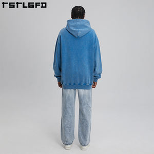 Sweats à capuche vintage personnalisés 100% coton, poids lourd, délavés à l'acide Pull court à capuche en coton biologique pour hommes - Product Image 5