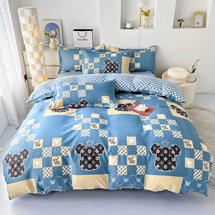 Popxstar Thick Pure Brushed Bed Sheets, Duvet Cover Set, Four Piece Bedding Set Bed Sheet, Fully Enclosed for Home Gift main image 0