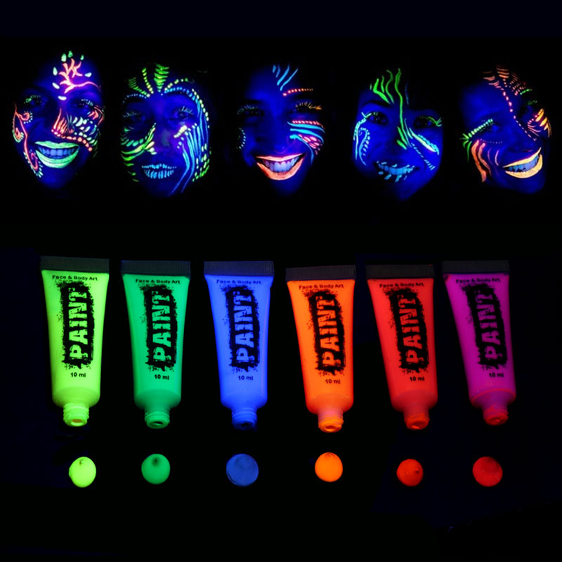 Glow in the dark bright color 10ml Neon/UV/Fluorescent Face Paint/Body Paint Color