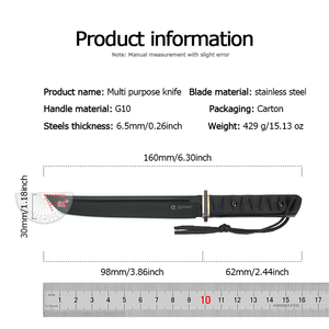 <span class=keywords><strong>Couteau</strong></span> de combat tactique personnalisable YA.SHA <span class=keywords><strong>SAMURAI</strong></span> BLACK OEM, lame fixe en acier inoxydable de haute qualité, G10 DIY - Product Image 6