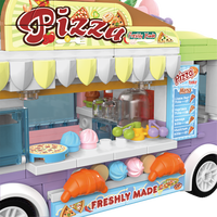 Vente en gros de voitures jouets tendance sur TikTok, ensembles de blocs de construction DIY, modèles de camions de nourriture à pizza en blocs de construction, cadeaux d'anniversaire et de Noël