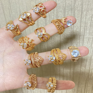 <strong>Cheap</strong> Wholesale Brass Jewelry <strong>Ring</strong> Dubai 18k Gold Plated Fashion Diamond <strong>Wedding</strong> <strong>Ring</strong> for Women - Product Image 3