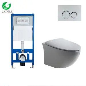 Cerâmica Louças Sanitárias Tolet Assento Oculto Cisterna Metal Frame Banheiro Parede WC Cor Cinza Parede Pendurado WC