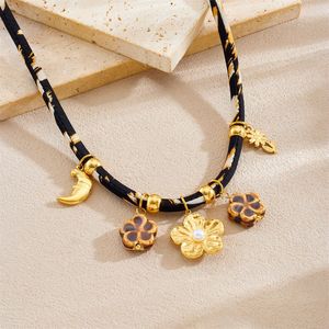 Cổ Điển Hoa Mặt Trăng Mặt Dây Chuyền Vòng Cổ Có Thể Điều Chỉnh Thép Không Gỉ Bất Vàng Mạ <span class=keywords><strong>Leopard</strong></span> Dây Chuyền Cho Phụ Nữ Đồ Trang Sức - Product Image 5