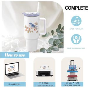 Vasos Térmicos de Acero Inoxidable de 40 oz con Asa, Tazas de Café de Viaje Aisladas, Termos Blancos para Sublimación, Mantienen la Temperatura de 6 a 12 Horas - Product Image 4