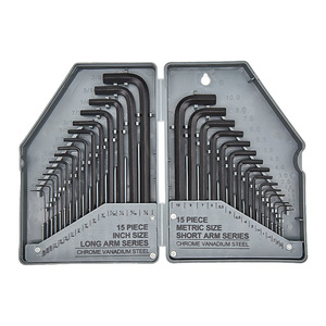 Hex Key Set 30 Pc Metric And Imperial Extended Flathead Chrome Vanadium Steel Long Arm Short Arm Series - Product Image 1