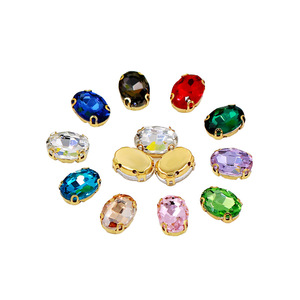 Strass ovales en cristal, base dorée, 12 facettes, forme D, pour accessoires de vêtements DIY, couture à la main, fournitures de fabrication de bijoux - Product Image 5
