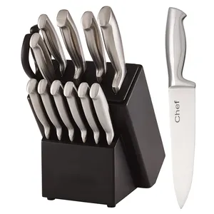 Set da cucina con coltello con manico in metallo cavo Premium da 13 pezzi di vendita calda con blocco e forbici