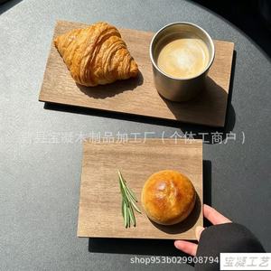 ถาดไม้เนื้อแข็งทรงสี่เหลี่ยมลายไม้ตรง ที่วางเครื่องดื่มกาแฟ ฉนวนกันความร้อน จานเสิร์ฟขนมหวาน สไตล์เรโทร สำหรับผู้ใหญ่ - Product Image 5