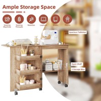 Table pliante pour machine à coudre, étagère, bureau d'ordinateur, table pliante pratique pour machine à coudre avec roulettes, pièces de machine à coudre