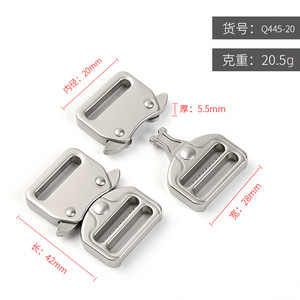 Hebilla de liberación lateral de aleación de zinc, 20mm, plateada, ajustable para bolsos, mochilas, riñoneras, accesorios de equipaje, duradera - Product Image 4