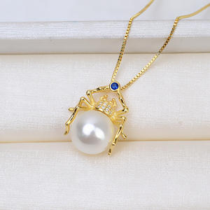 Pendentif araignée en argent S925 avec perles de cheveux de fœt de 9 à 12 mm, base creuse baroque, accessoire de collier pour femme DIY 1596 - Product Image 2