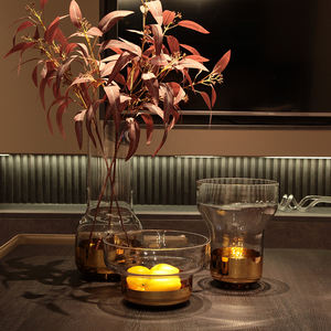 Promozione di Fabbrica con Sconti Importanti: Vasi Cilindrici in Cristallo Soffiato a Mano, Vaso Dorato per Fiori - Product Image 5