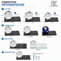 Trophée presse-papiers sphérique en cristal, carte du monde, base gravée sur mesure, récompense de service, tendance mode écologique, vente en gros
