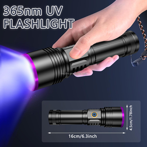 365nm ánh sáng màu đen không thấm nước có thể sạc lại Loại C USB LED ánh sáng màu đen 20 Wát Đèn xách tay <span class=keywords><strong>UV</strong></span> đèn pin cho vật nuôi nước tiểu thử nghiệm nhựa - Product Image 4