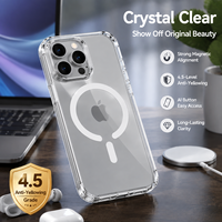 Casing Ponsel Mewah TPU+PC Kristal Bening Magnetik dengan Tombol Kontrol AI Ultra Tipis Anti Menguning Tahan Gores