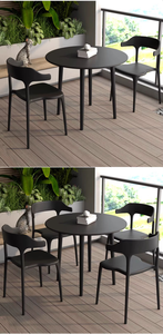 आधुनिक टिकाऊ हल्के आउटडोर डाइनिंग टेबल कुर्सी सेट वाटरप्रूफ uv-प्रतिरोधी धातु पी फर्नीचर फार्म हाउस छत गार्डन - Product Image 6