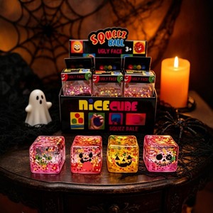 Jouet anti-stress en maltose en forme de cube de citrouille fantôme d'Halloween, à rebond lent, pour la fête d'Halloween, vente en gros - Product Image 1