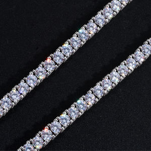 <span class=keywords><strong>Collana</strong></span> Tennis Lusso Hip Hop da <span class=keywords><strong>Uomo</strong></span>, in Oro Bianco 5mm, <span class=keywords><strong>Argento</strong></span> Sterling <span class=keywords><strong>925</strong></span>, Moissanite Ghiacciata a Cluster - Product Image 4