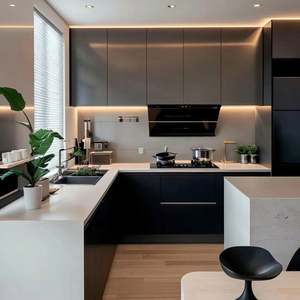 Meubles de cuisine Design Placage de bois Armoire de cuisine pour projet canadien - Product Image 1