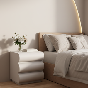 โต๊ะเครื่องแป้งไม้เนื้อแข็งเคลือบเงาพร้อมลิ้นชักเก็บของ โต๊ะเครื่องแป้งข้างเตียงแบบขยายได้ สไตล์วบิซาบิ โมเดิร์น - Product Image 1