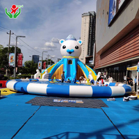 Tobogán Acuático Inflable Gigante con Pared de Escalada para Parques Temáticos y Fiestas de Verano