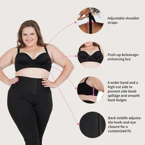 S-SHAPER Push Up Shapewear pour femmes Body Shaper Soutien-gorge grande taille sans couture avec sculpture de graisse sur le côté arrière caché et crochets pour le dos surélevés