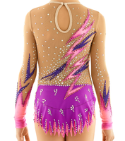 Robe de danse moderne à manches longues en spandex imprimé respirant, couleur personnalisée, pour adultes et filles, pour la formation en ballet et gymnastique rythmique