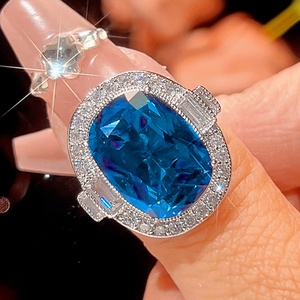 High Quality Eco-friendly Copper Party Jewelry <b>Set</b> 12*16-10*12mm Blue Cubic Zirconia Square Stylish Banquet Shiny Jewelry <b>Set</b> - Product Image 5