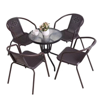 Meubles de jardin en rotin PE Chaise empilable d'extérieur Bistro Table pliante et ensemble de chaises
