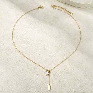 Joyería de moda para mujer, collar con colgante geométrico de concha en forma de corazón de PVD chapado en oro de 18 quilates de acero inoxidable, múltiples estilos - Product Image 5