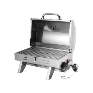 Portable Single Burner Corten Steel <b>Trolley</b> Gas Grill Folding Design Polished Finish Piezoelectric Ignition for Outdoor Camping - Product Image 2