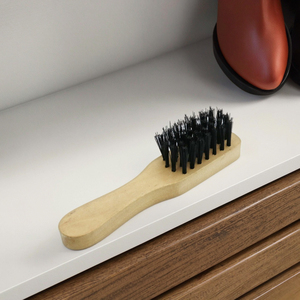 Small Portable PP Hair <strong>Suede</strong> Shoe Cleaning <strong>Brush</strong> with Wood Handle Travel-Friendly Hairbrush for Shoes - Product Image 5