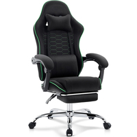 Chaise de jeu noire et grise chaise de jeu de massage en tissu chaise d'ordinateur ergonomique avec repose-pieds