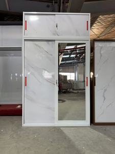 Modèles personnalisés <span class=keywords><strong>Porte</strong></span> <span class=keywords><strong>coulissante</strong></span> en acier Almirah Armoire à vêtements Casier <span class=keywords><strong>de</strong></span> rangement Armoire avec dessus Armoire en métal Chambre à coucher - Product Image 2