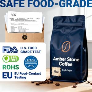 알루미늄 호일 플랫 바닥 커피 파우치 250g 500g 1kg 퇴비성 생분해성 커피 콩 8 면 씰 지퍼 백 - Product Image 4