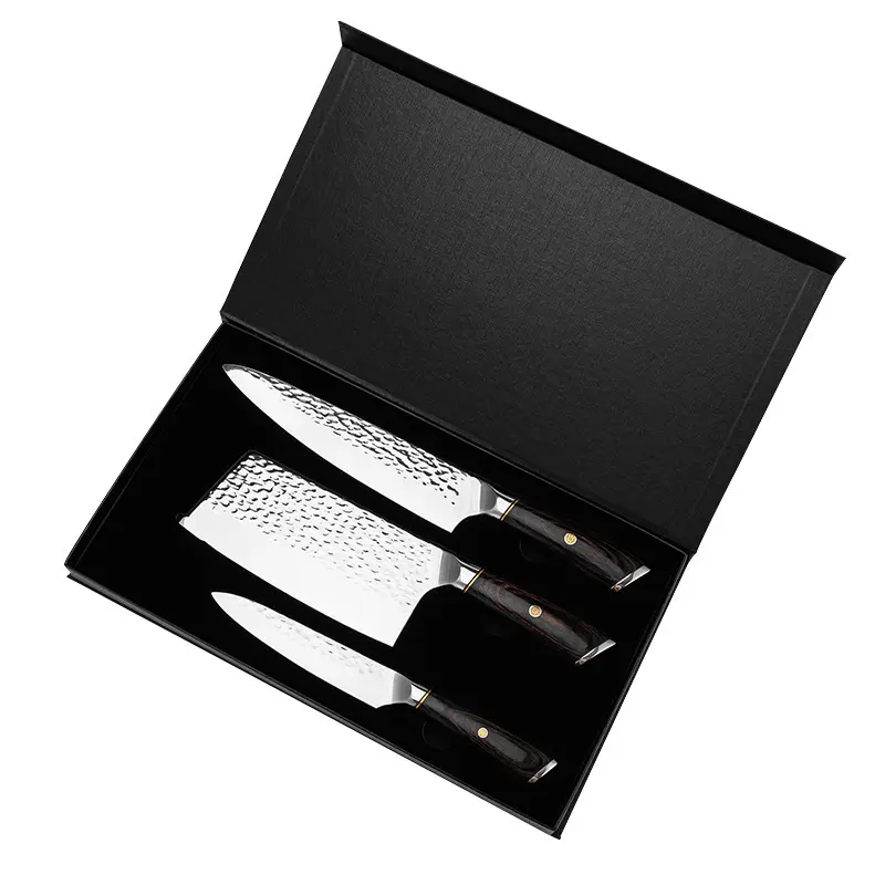 High quality 3pcs Kitchen chef Knife Set With pakka wood handle