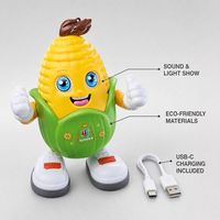 Jouet de danse en forme de maïs écologique rechargeable USB-C avec musique et lumières pour les tout-petits, cadeau d'anniversaire en gros