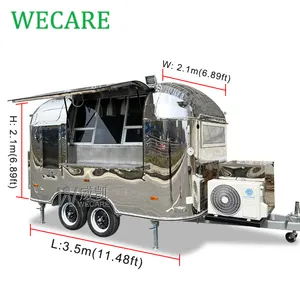 Wecare Airstream pequeño carrito de bebidas pizza camiones de comida móvil remolque de café