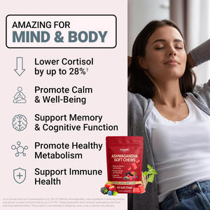 Bonbons à mâcher multivitaminés personnalisés avec logo, Ashwagandha de qualité supérieure, apaisent les nerfs, soulagent la fatigue, fabrication en vrac, OEM, fournisseur - Product Image 4