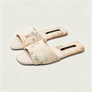 Pantuflas de Lino con Plataforma y Suela Gruesa para Verano, con Diseño Floral, Antideslizantes, Ligeras, para Mujer, para el Hogar - Product Image 2