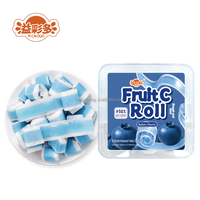 Bonbons gélifiés en rouleaux aux fruits multicolores 160g, saveur naturelle, fruits mélangés, emballage en conserve, étiquette personnalisée, vente en gros en vrac