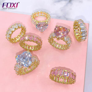 Zarif ayarlanabilir gümüş kaplama çift kalp gümüş yüzük kübik elmas düğün nişan kalp şeklinde <span class=keywords><strong>Promise</strong></span> yüzükler - Product Image 1